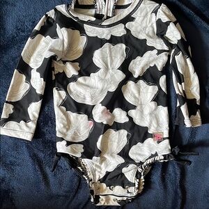 Floral Black and White Kids One Piece